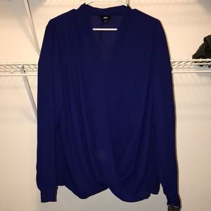 Blue long sleeve work blouse